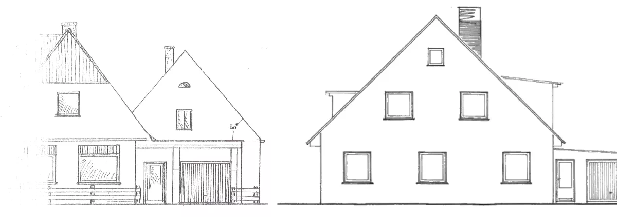 Zeichnung zweier Häuser